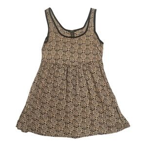 Forever‎ 21 Black and Tan Patterned Sleeveless Tunic Top